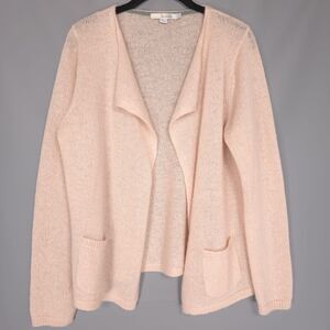 Boden Open Cardigan US 10 MOHAIR WOOL Blend Knit Light Pink Sweater WU019